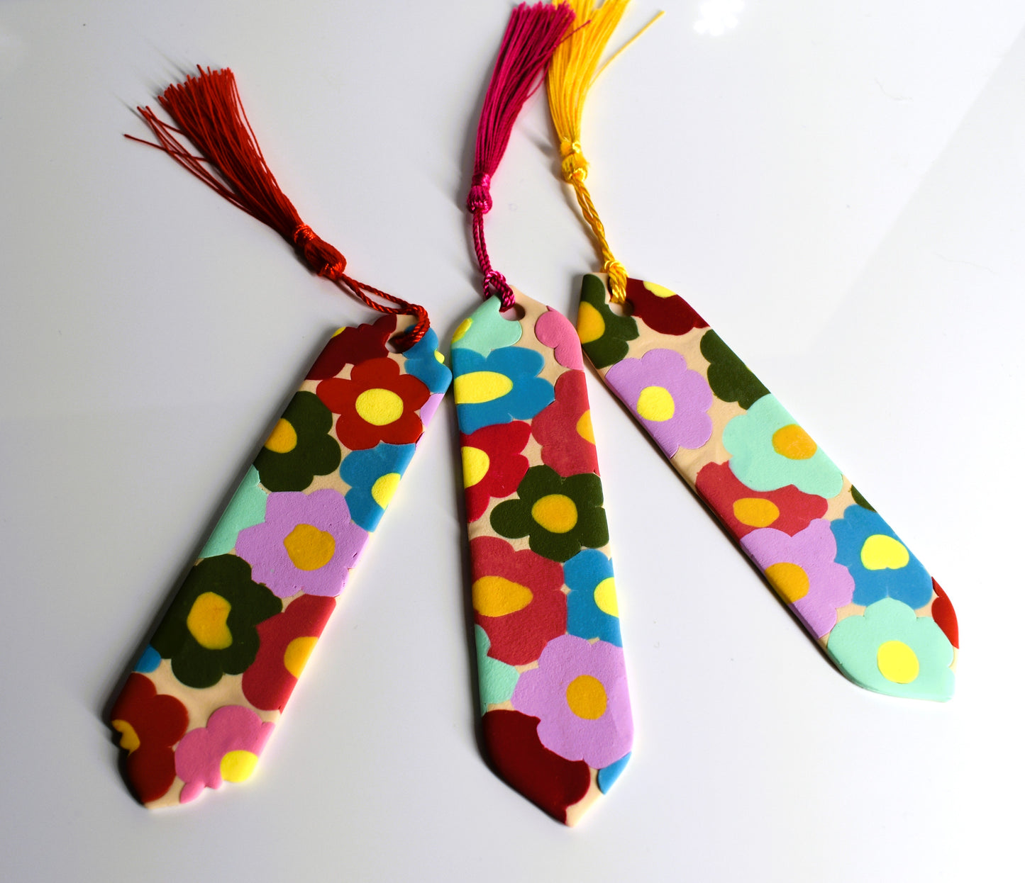 Floral Bookmarks with coloured tassel