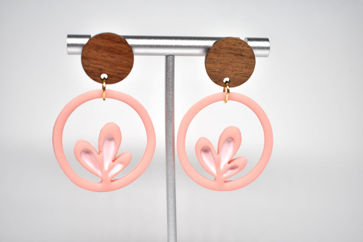 Blush Sprout - Botanical Circle Dangle Earrings