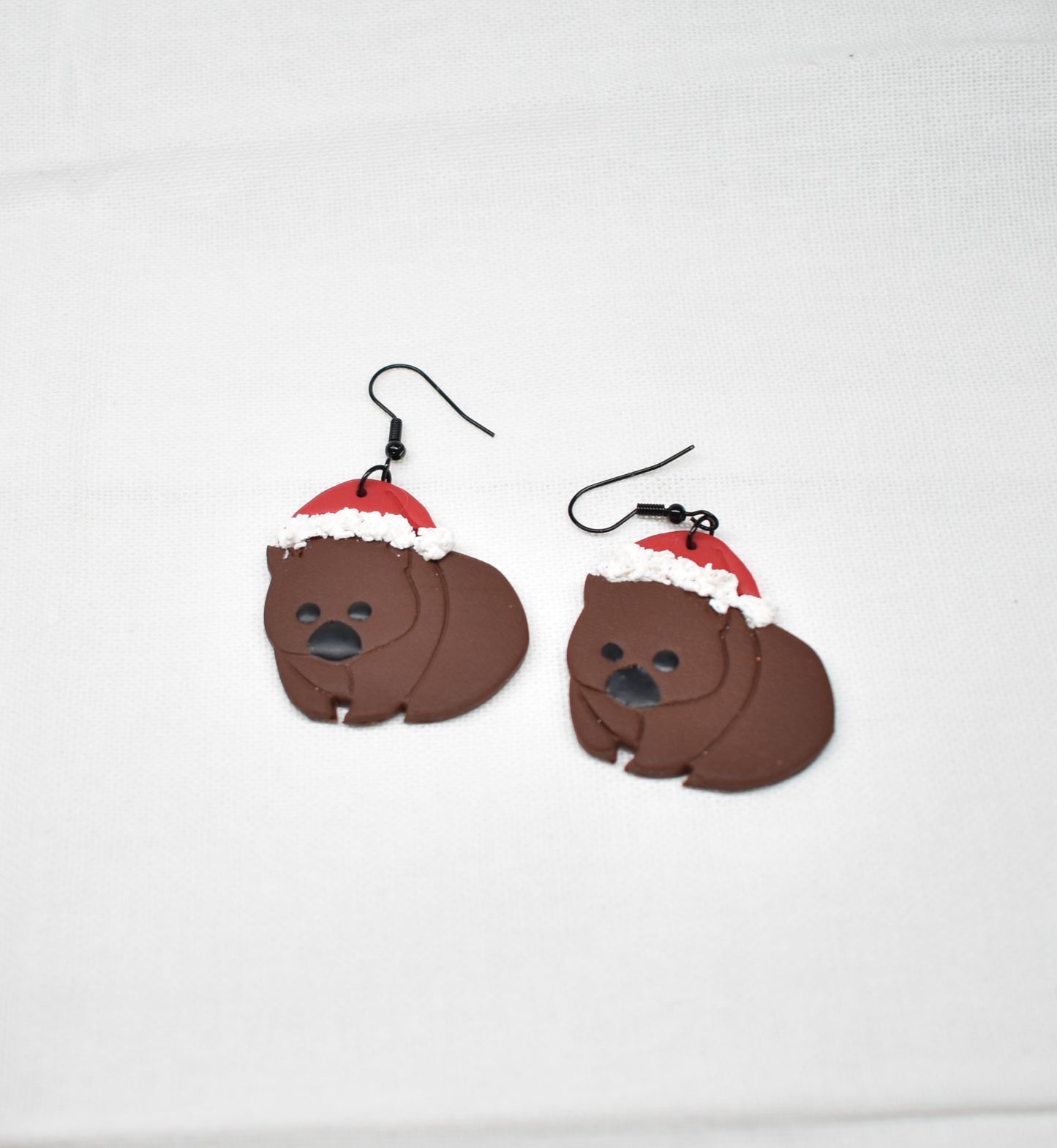 Wombat Santa Earrings