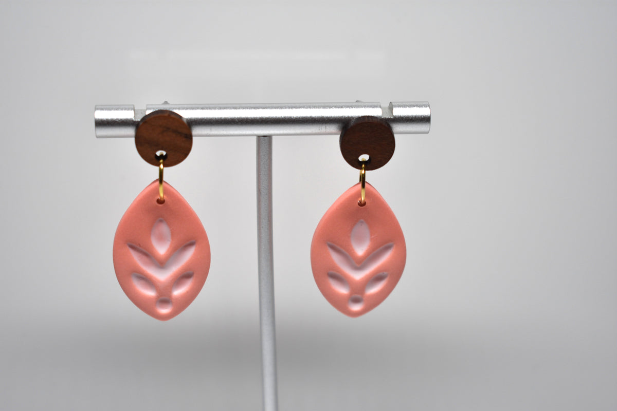Coral Fern - Leaf Dangle Earrings