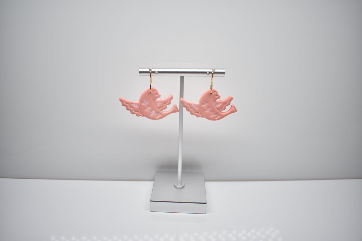 Coral Dove Dangle Earrings