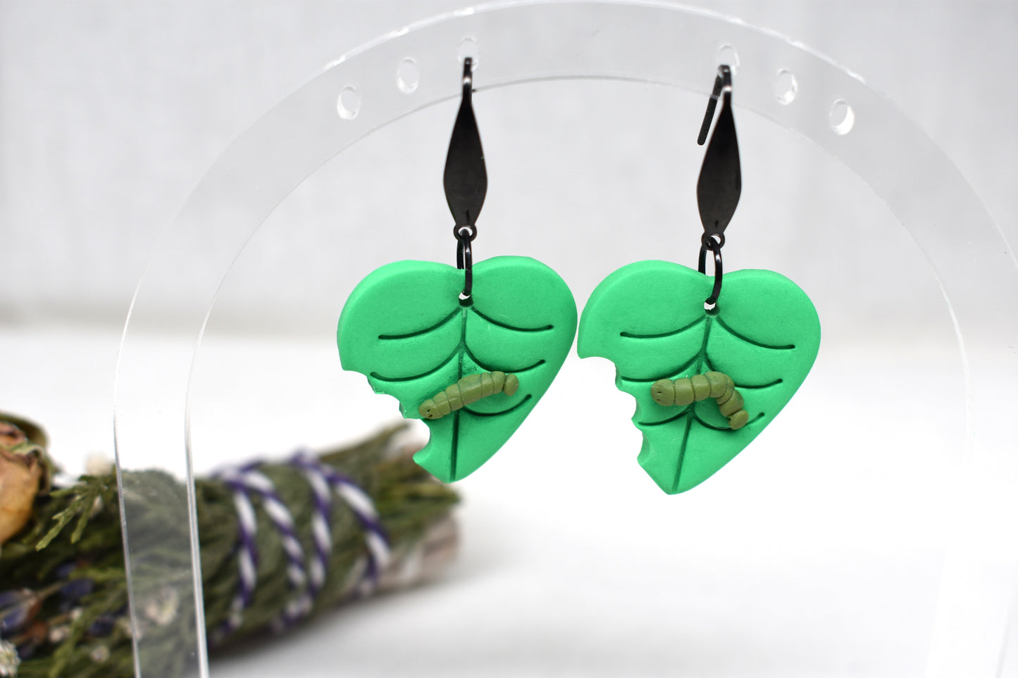 Hungry Caterpillar Leaf Earrings