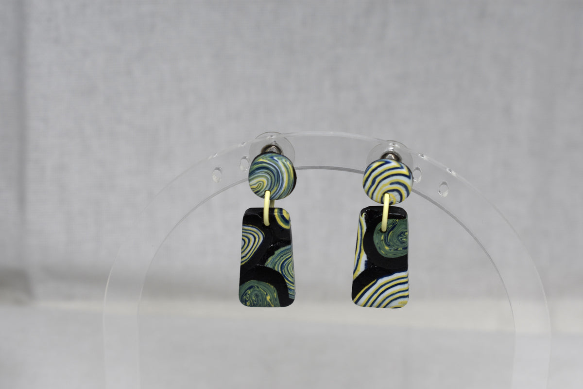Kandinsky-Inspired Rectangle Drop Earrings