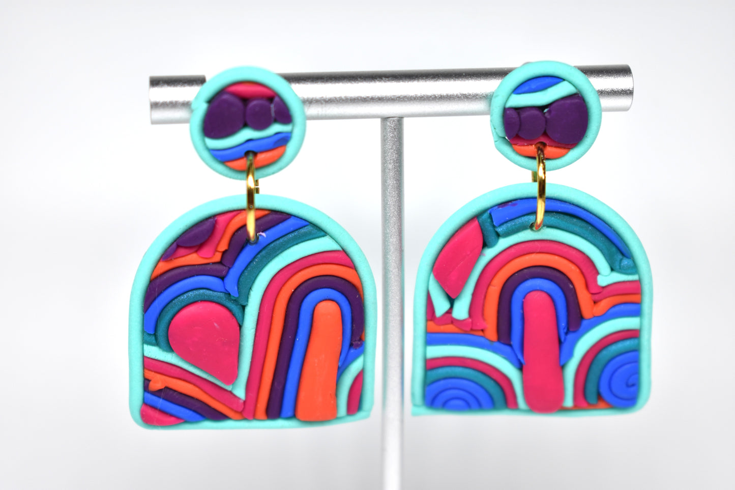 Rainbow Arch Soutache Drop Earrings