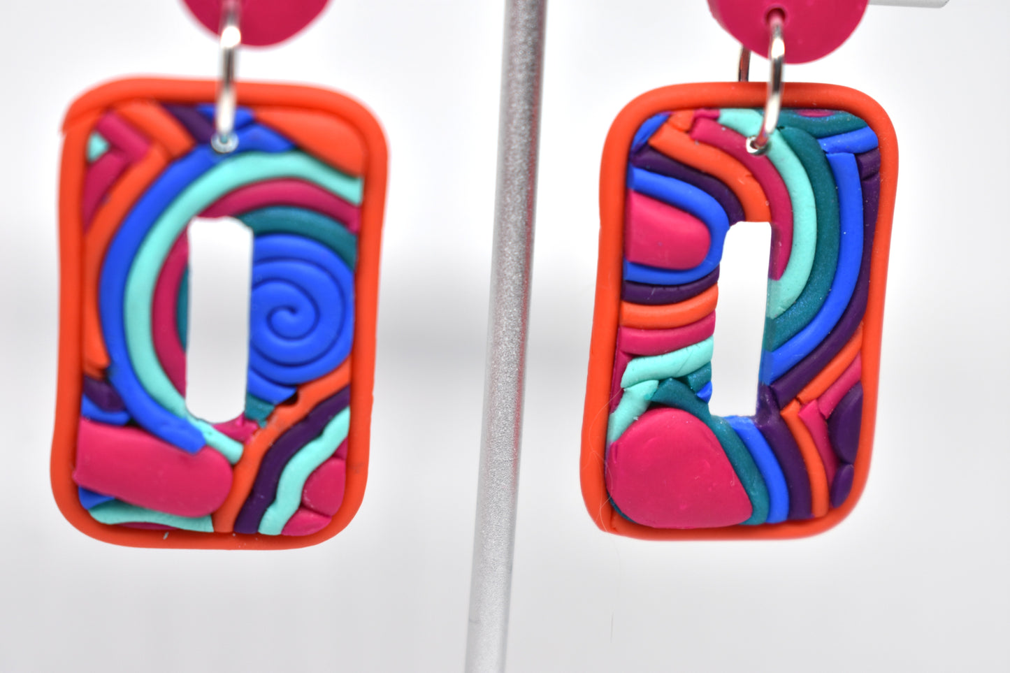 Rainbow Rectangle Soutache Earrings
