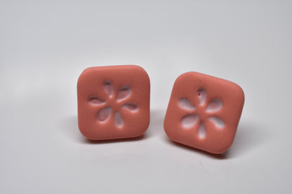 Tile Stud Earrings – Soft Coral