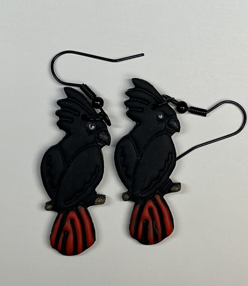 Black_Cockatoo_Red_tail Earring 