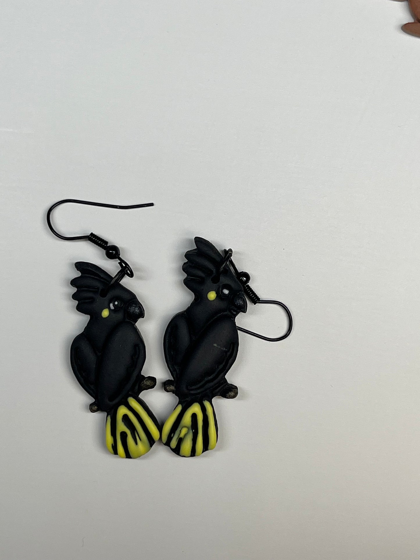 Black Cockatoo Yellow tail earring 