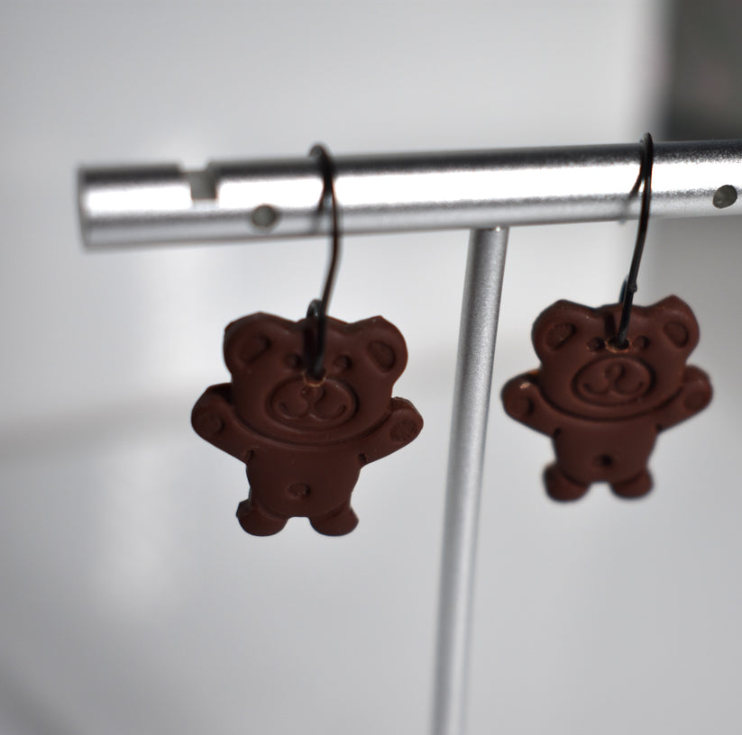 Chocolate tiny teddy earrings 