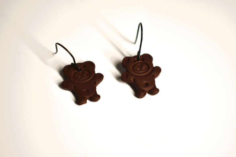 Chocolate tiny teddy earrings 