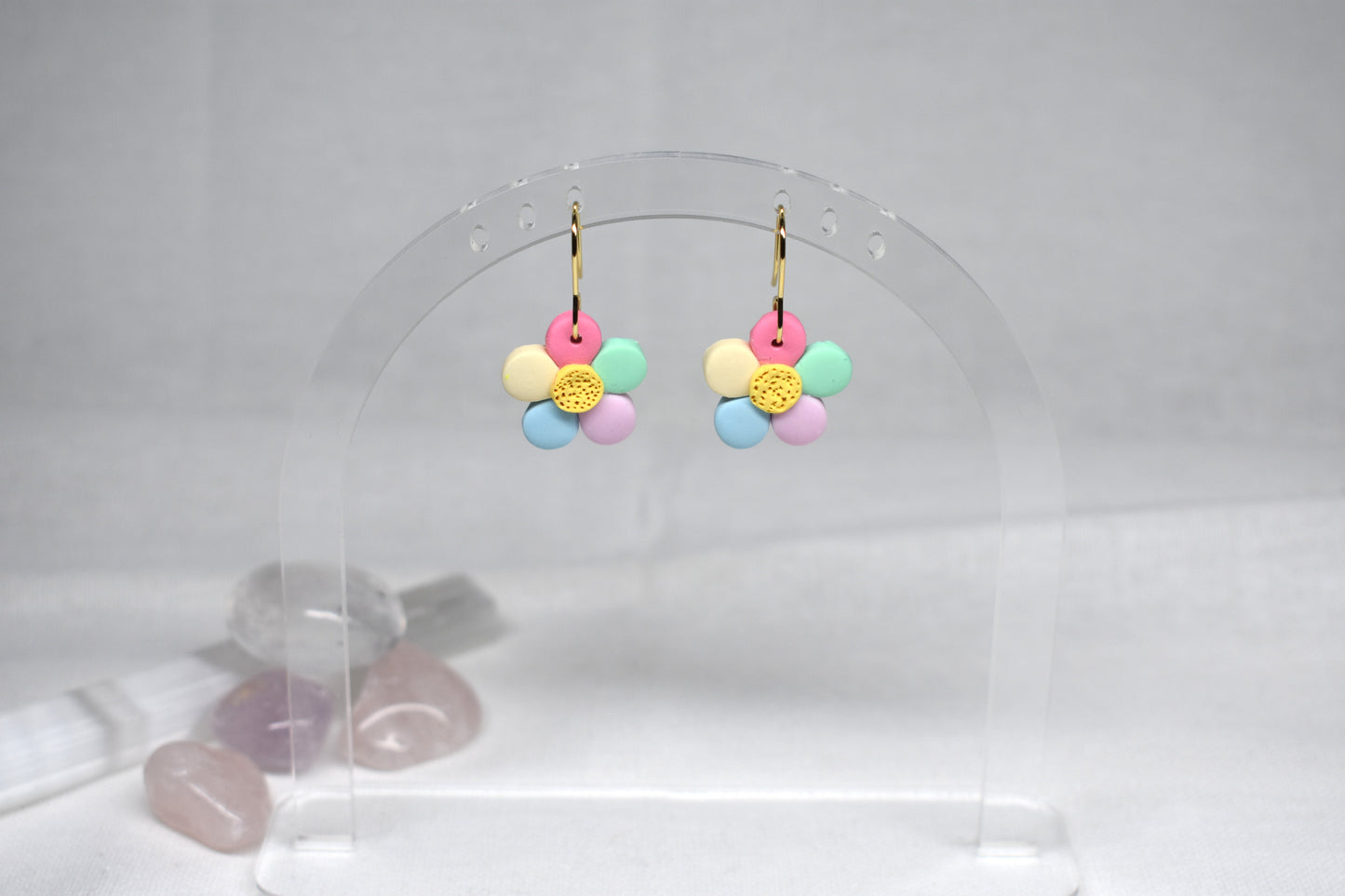 Small Pastel Daisy Drop Earrings