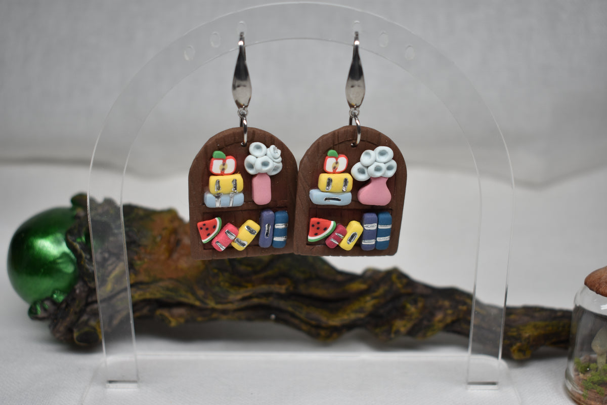 Lisa's Bookshelf -Handmade Polymer Clay Earrings