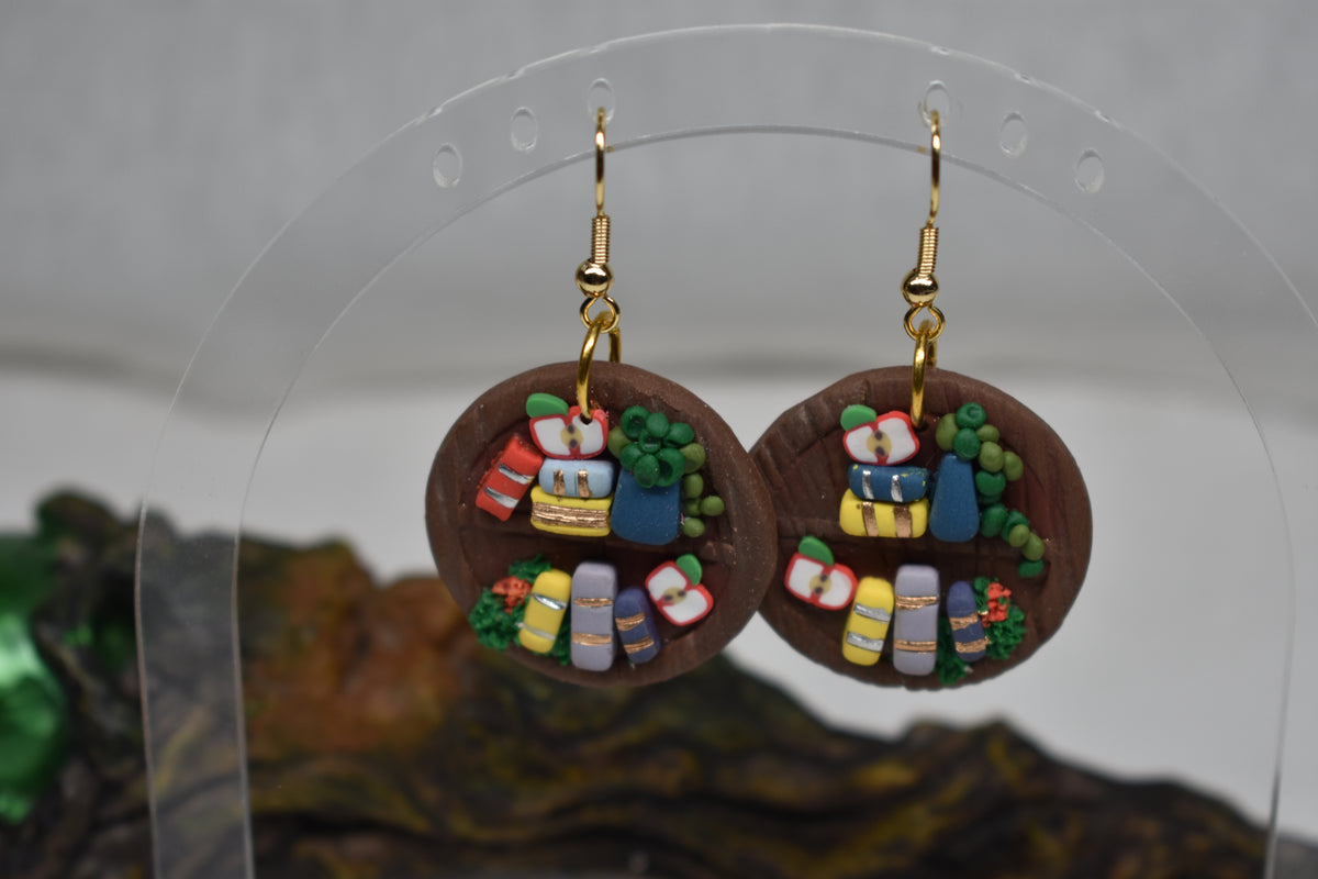 Book Club - Handmade Polymer Clay Bookshelf Earrings