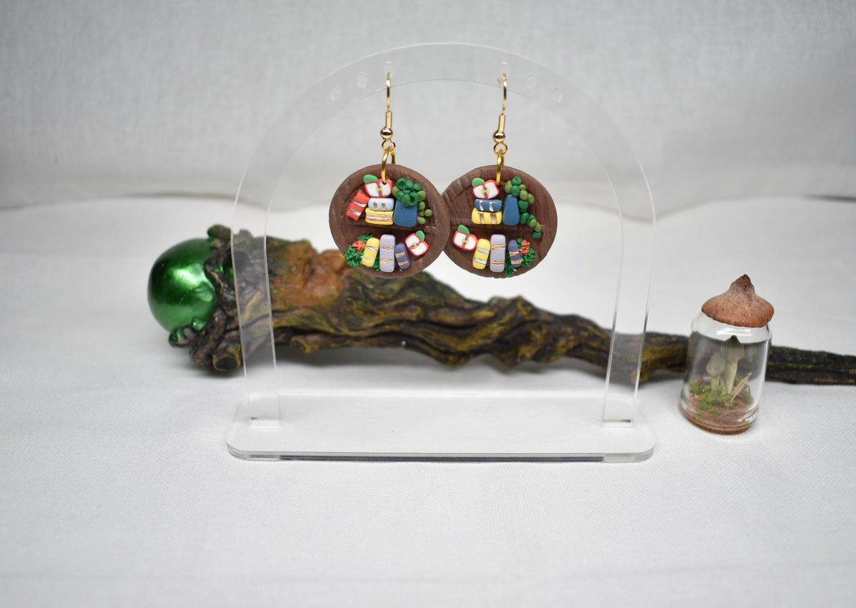 Book Club - Handmade Polymer Clay Bookshelf Earrings