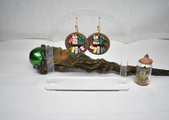 Book Club - Handmade Polymer Clay Bookshelf Earrings