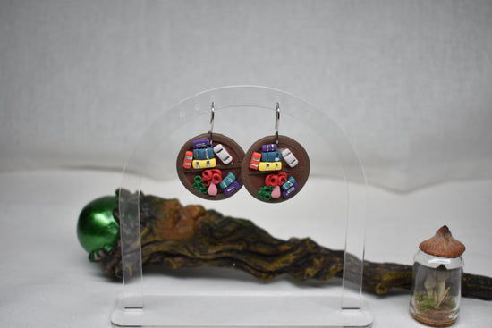 The Reading Room - Round Bookshelf Dangle Earrings