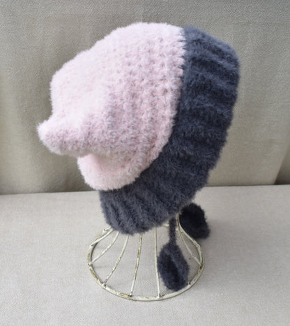 Cat Sack Beanie with Leaves