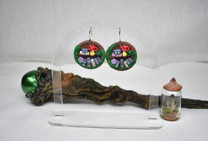 The Cosy Chapter - Round Bookshelf Dangle Earrings