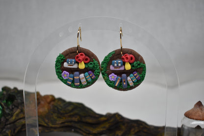 The Cosy Chapter - Round Bookshelf Dangle Earrings