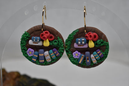 The Cosy Chapter - Round Bookshelf Dangle Earrings