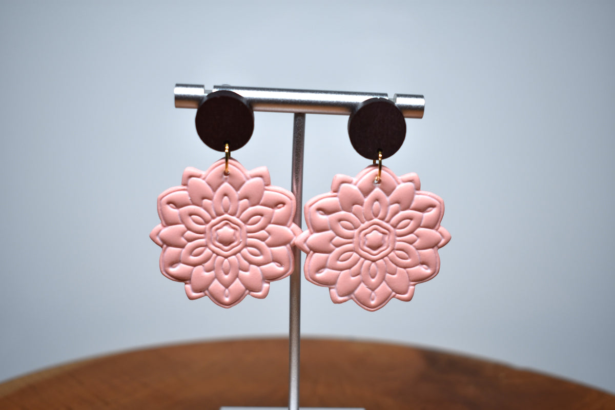 Blush Mandala - Floral Dangle Earrings