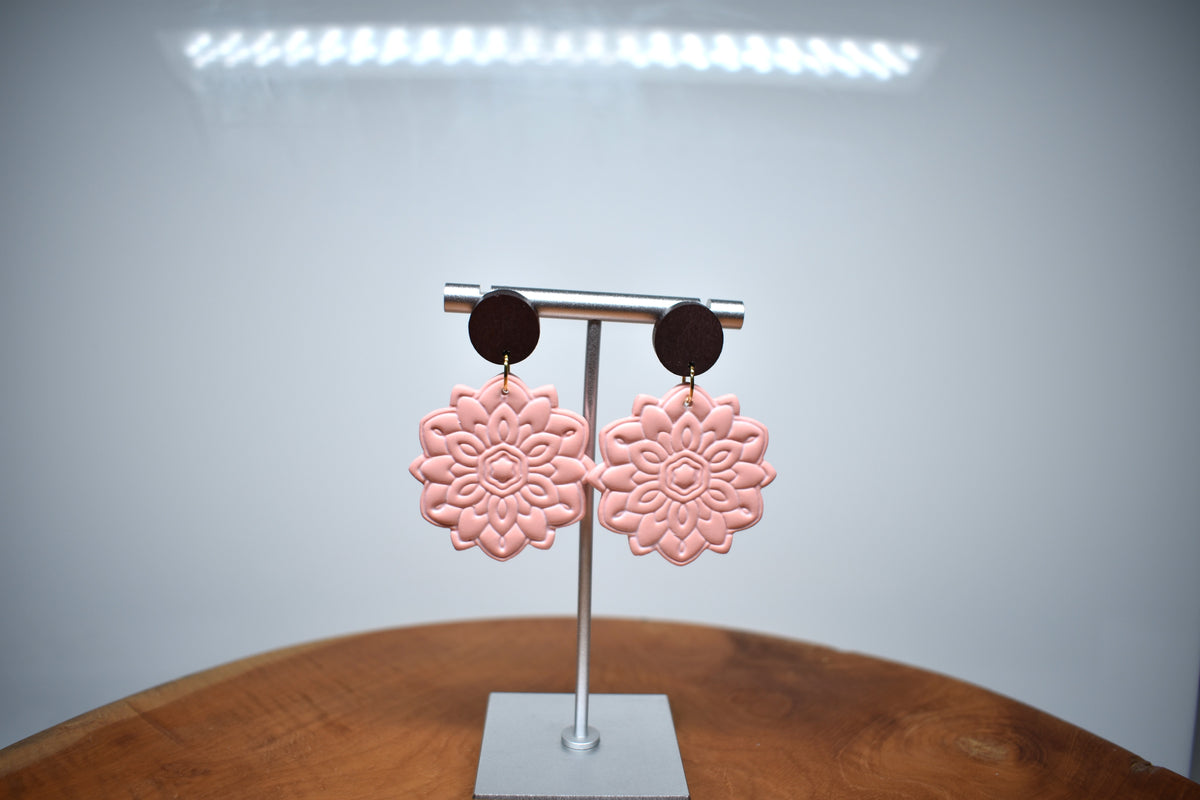 Blush Mandala - Floral Dangle Earrings