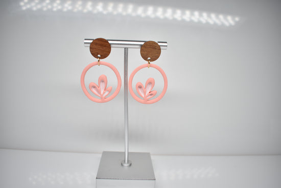 Blush Sprout - Botanical Circle Dangle Earrings