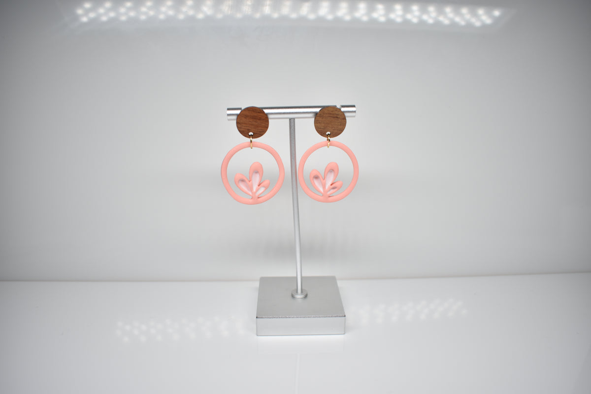 Blush Sprout - Botanical Circle Dangle Earrings