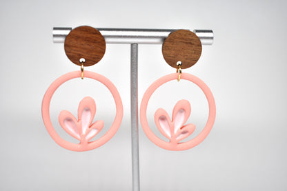 Blush Sprout - Botanical Circle Dangle Earrings