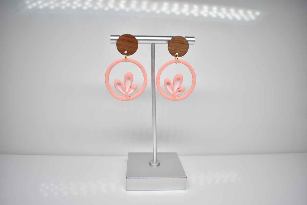 Blush Sprout - Botanical Circle Dangle Earrings