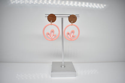 Blush Sprout - Botanical Circle Dangle Earrings