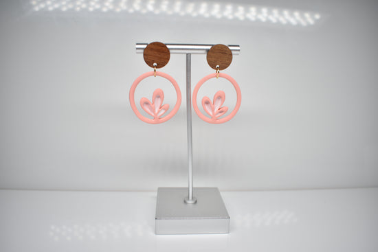 Blush Sprout - Botanical Circle Dangle Earrings