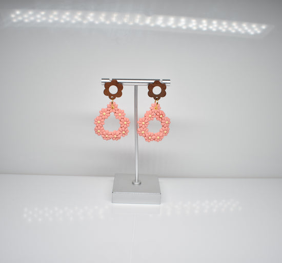 Coral Daisy Chain Dangle Earrings