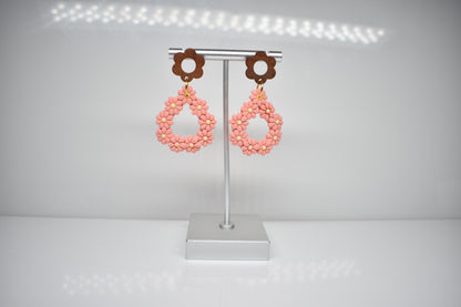 Coral Daisy Chain Dangle Earrings