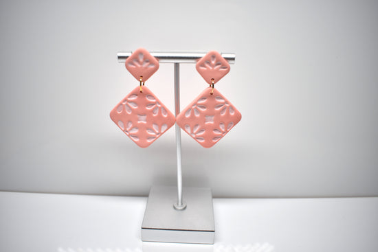 Coral Lace - Diamond Dangle Earrings