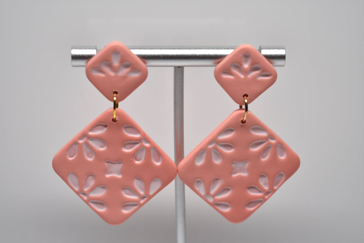 Coral Lace - Diamond Dangle Earrings