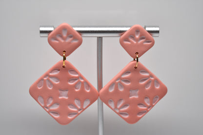 Coral Lace - Diamond Dangle Earrings