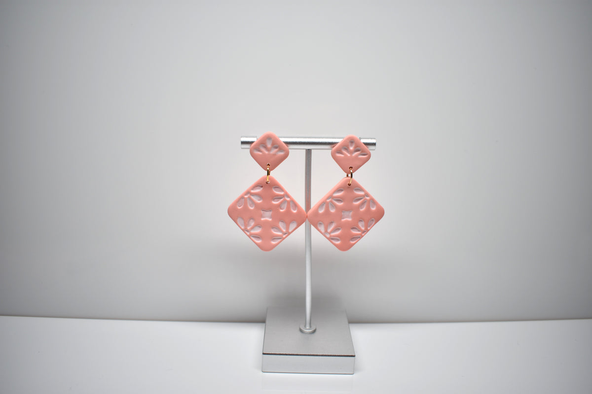Coral Lace - Diamond Dangle Earrings