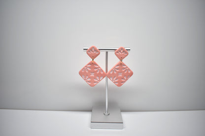 Coral Lace - Diamond Dangle Earrings