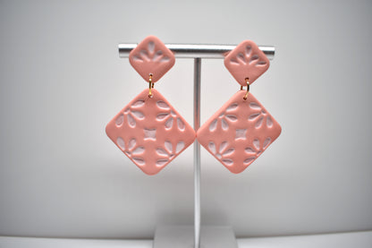 Coral Lace - Diamond Dangle Earrings