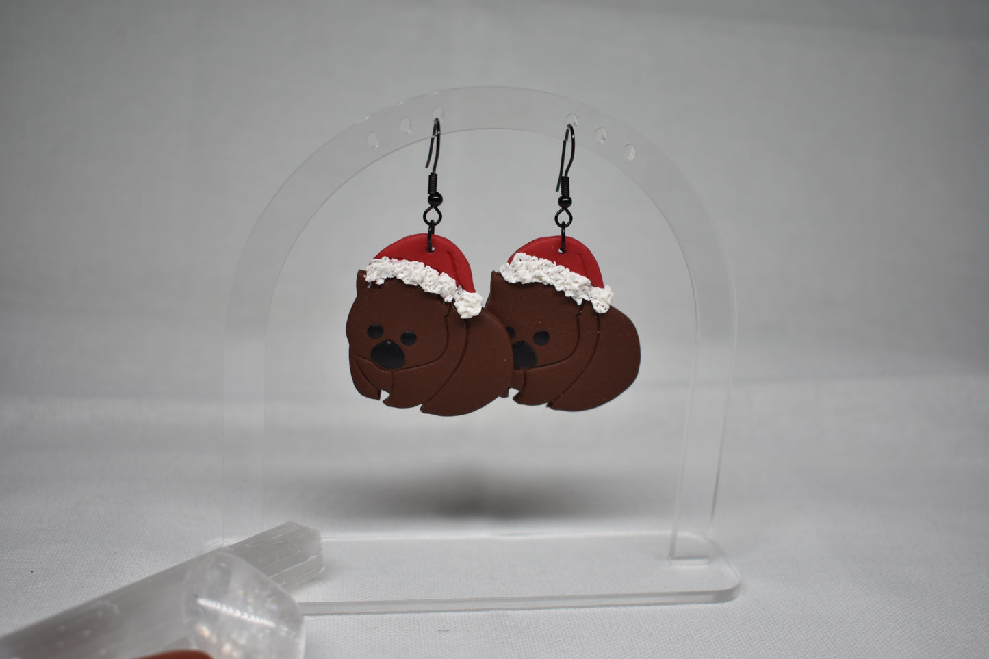 Wombat Santa Earrings