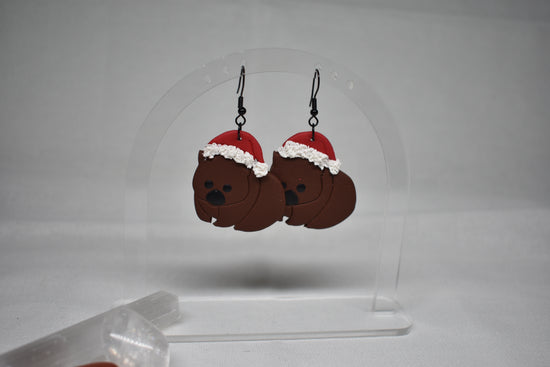Wombat Santa Earrings