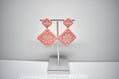 Coral Blossom - Floral Diamond Dangle Earrings