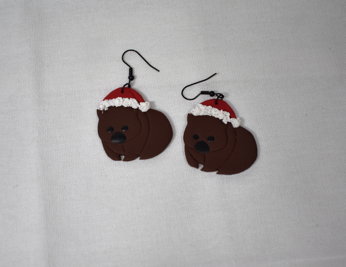 Wombat Santa Earrings