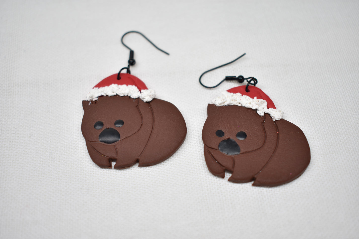 Wombat Santa Earrings
