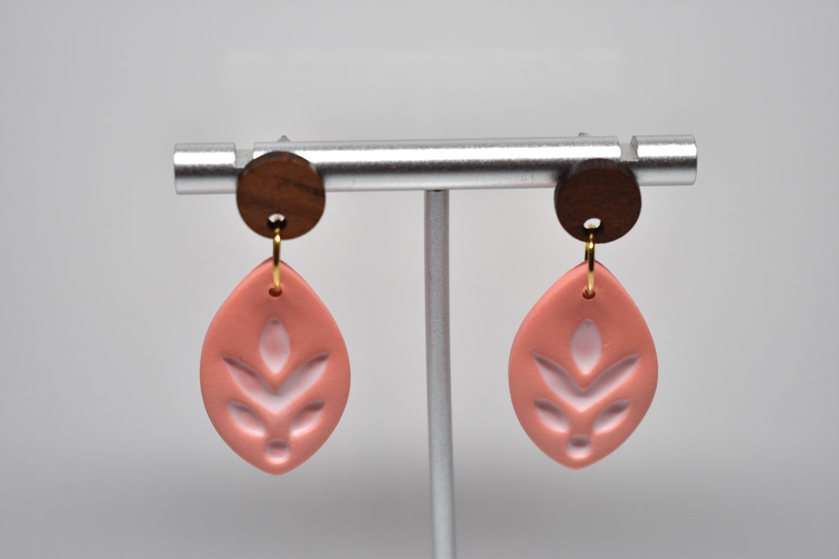Coral Fern - Leaf Dangle Earrings