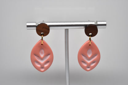 Coral Fern - Leaf Dangle Earrings