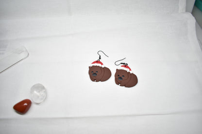Wombat Santa Earrings