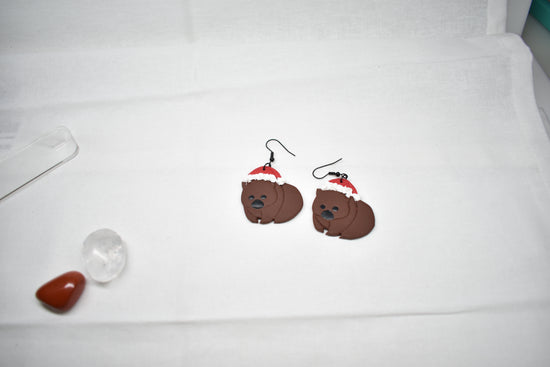 Wombat Santa Earrings