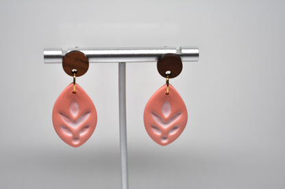 Coral Fern - Leaf Dangle Earrings